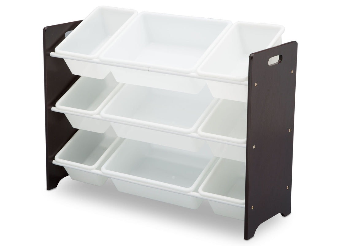 Delta Children Dark Chocolate (207) MySize 9 Bin Plastic Toy Organizer, Left Angle, c3c