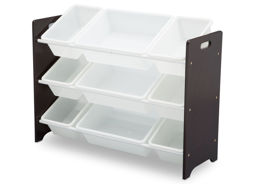 Delta Children Dark Chocolate (207) MySize 9 Bin Plastic Toy Organizer, Left Angle, c3c 19-MySize 9 Bin Plastic Toy Organizer