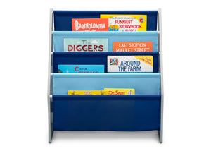 Delta Children Grey/Blue (026) Sling Book Rack Bookshelf for Kids, Front Silo View with Props Grey (026) 9