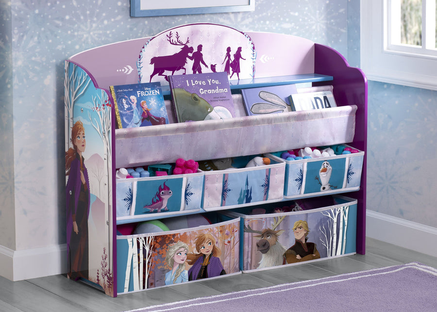 Delta Children Frozen 2 (1097) Deluxe Toy and Book Organizer, Hangtag View 1-Frozen II Deluxe Toy and Book Organizer