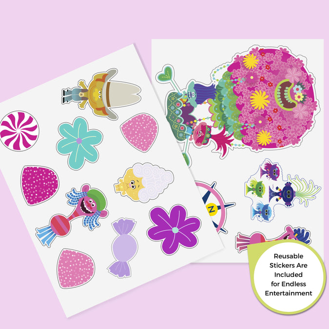 Delta Children Trolls World Tour (1177) Design and Store 6 Bin Toy Organizer, Stickers View 2 8-Trolls World Tour Design and Store 6 Bin Toy Organizer