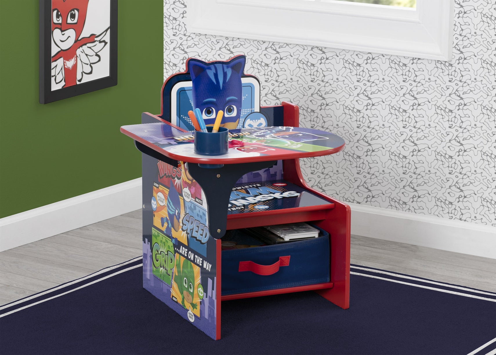 Delta Children PJ Masks Chair Desk with Storage Bin, Hangtag View Pj Masks (1170)