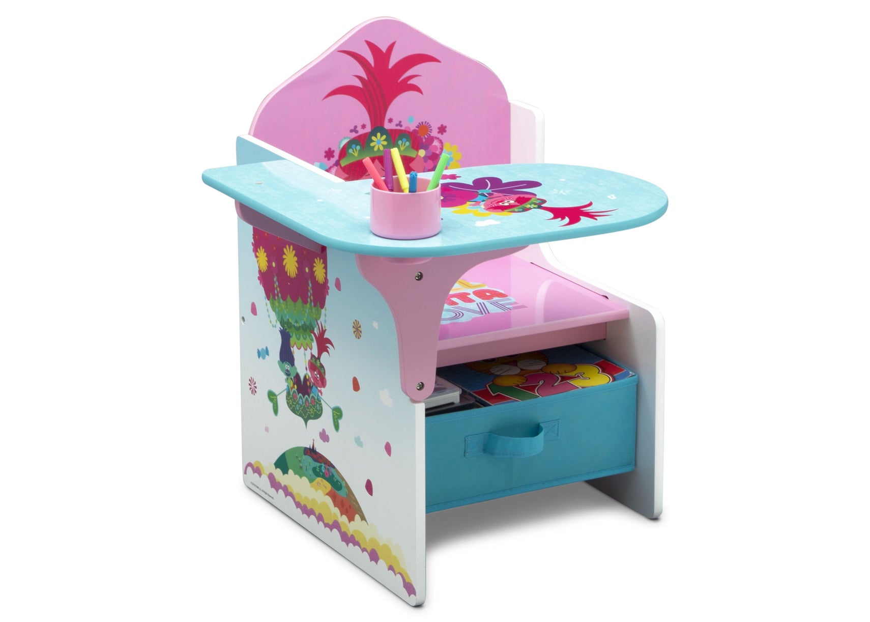 Delta Children Trolls World Tour (1177) Chair Desk with Storage Bin, Right Silo View