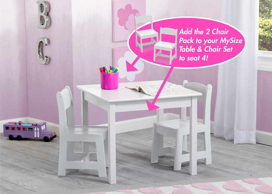 MySize Wood Kids Chairs for Playroom Bianca White (130) 6-MySize Wood Kids Chairs for Playroom (Pack of 2)