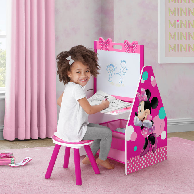 Minnie Mouse (R1063) 7-Minnie Mouse Deluxe Kids Art Table - Easel, Desk, Stool, Toy Organizer