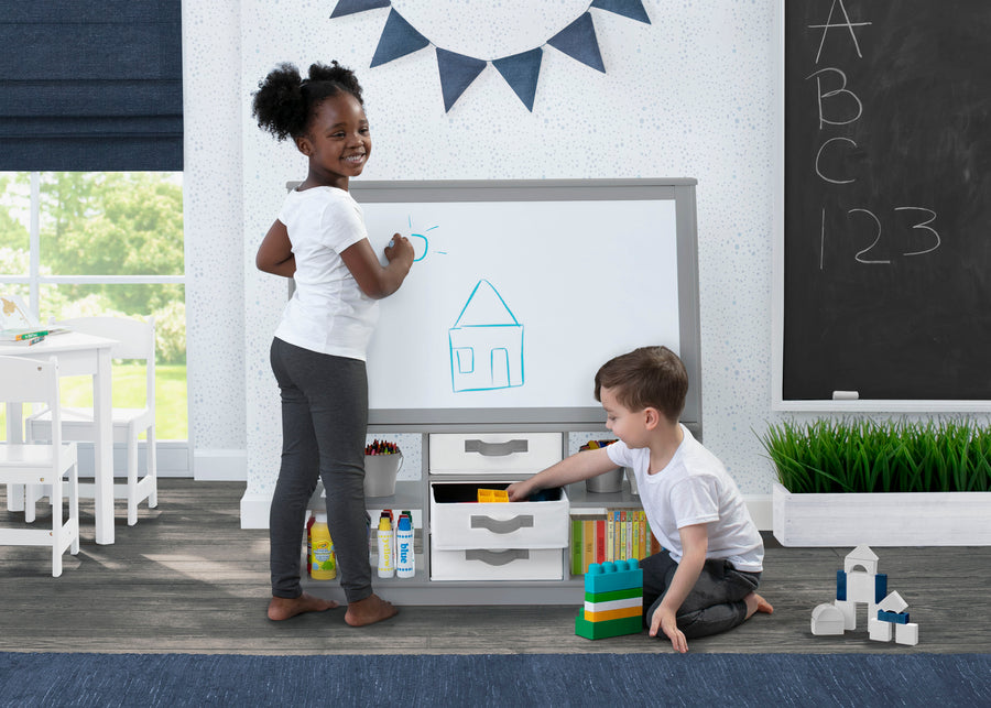 Grey (026) 1-At-Home Artist Center – Deluxe Double-Sided Easel & Storage Unit