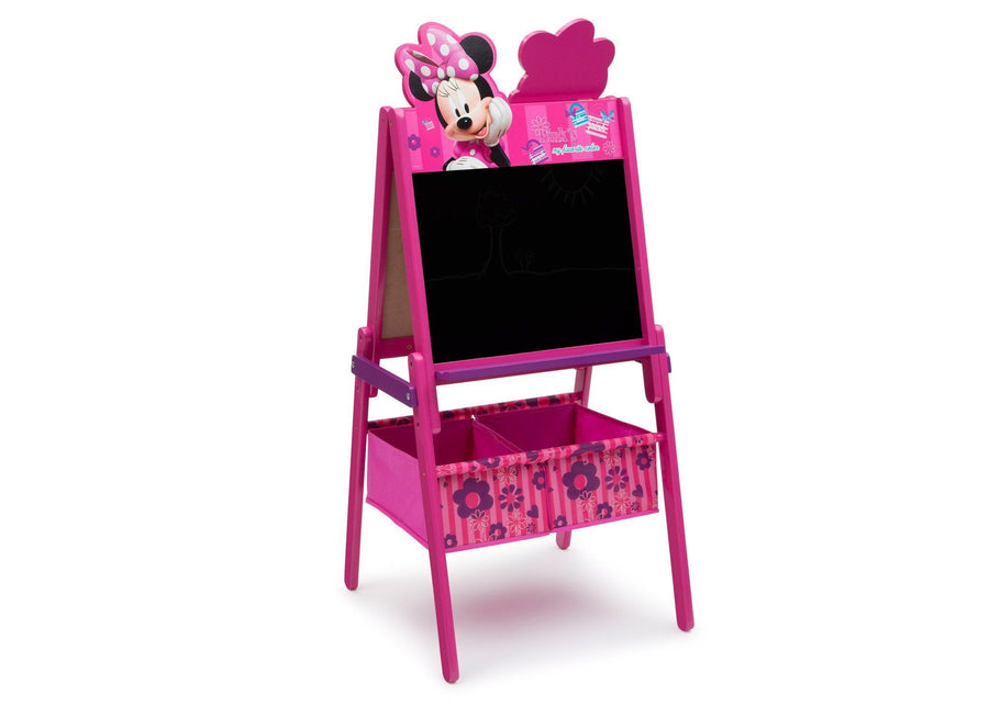 Delta Children Minnie Mouse Activity Easel with Storage, Chalkboard Surface View Minnie Mouse (1058) 4-Minnie Mouse Wooden Double Sided Activity Easel