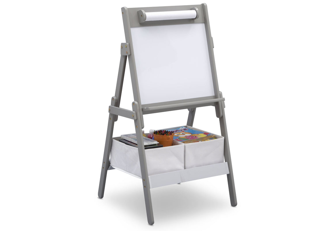 Delta Children Grey (026) Classic Kids Whiteboard/Dry Erase Easel with Paper Roll and Storage Right Silo View