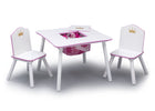 Pink and White (1187) 3-Princess Crown Kids Chair Set and Table, White/Pink
