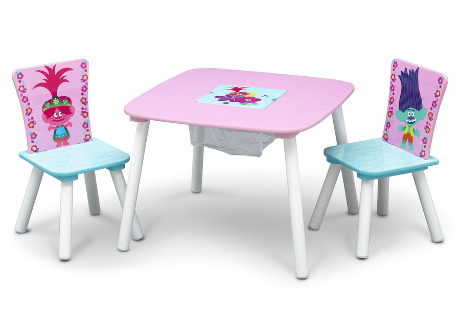 Delta Children Trolls World Tour (1177) Table and Chair Set with Storage, Left Silo View 4-Trolls World Tour Table and Chair Set with Storage