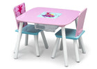 Delta Children Trolls World Tour (1177) Table and Chair Set with Storage, Left Silo View with Chairs In 7-Trolls World Tour Table and Chair Set with Storage