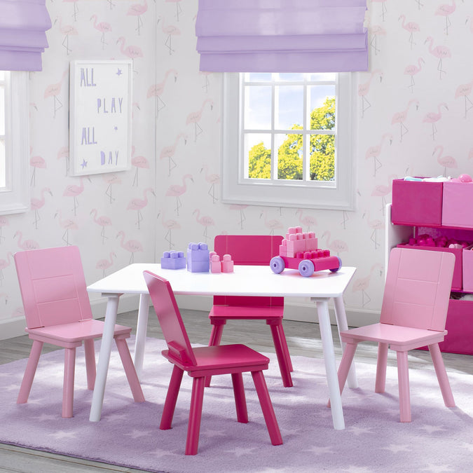 Bianca White (130) 6-Kids Table and Chair Set (4 Chairs Included)