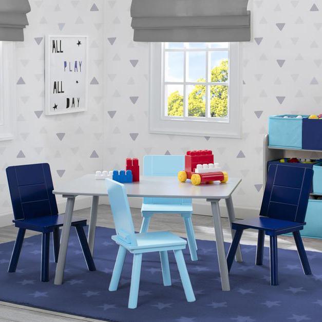 Grey (026) 1-Kids Table and Chair Set (4 Chairs Included)