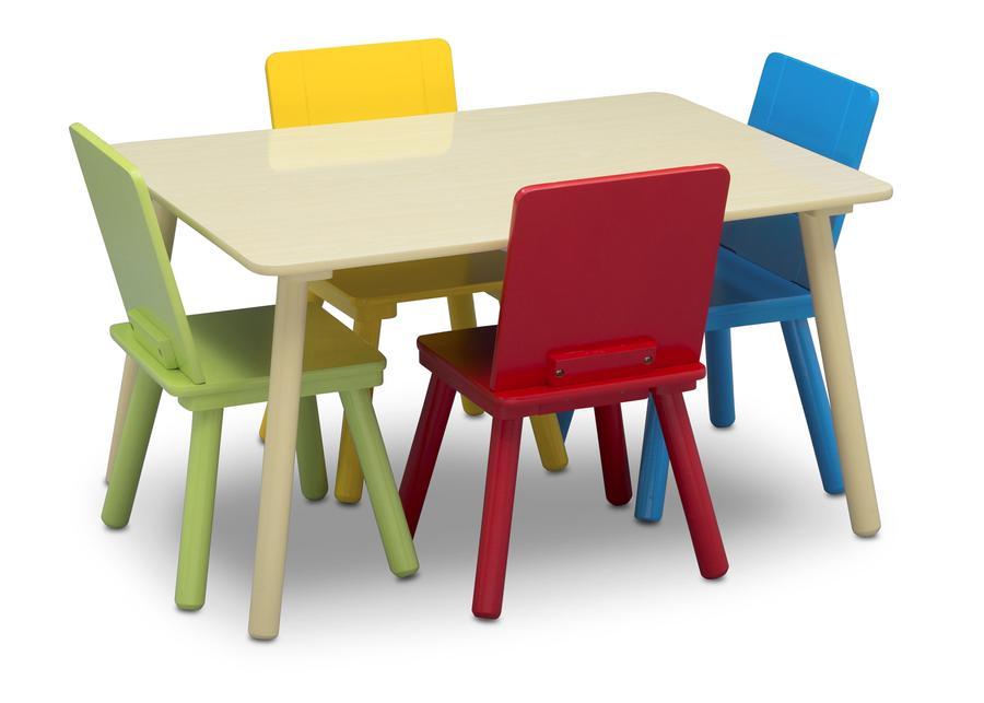 Natural and Primary Colors (1189) 16-Kids Table and Chair Set (4 Chairs Included)