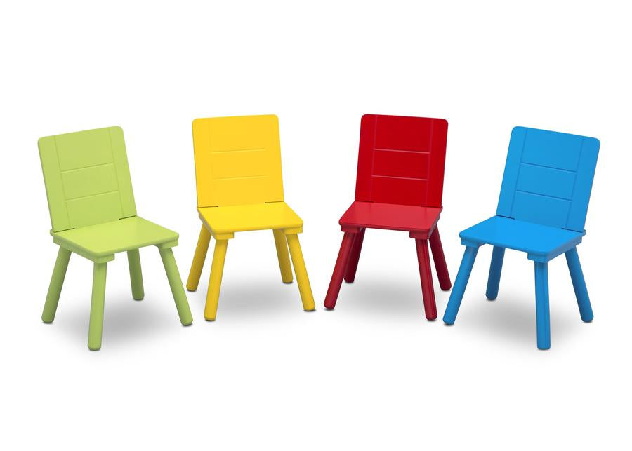 Natural and Primary Colors (1189) 17-Kids Table and Chair Set (4 Chairs Included)
