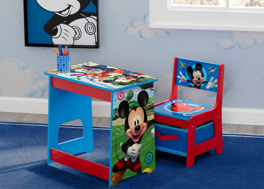 Delta Children Mickey Mouse Kids Wood Desk and Chair Set, Hangtag View Mickey Hot Dog (1054) 1-Mickey Mouse Kids Wood Desk and Chair Set