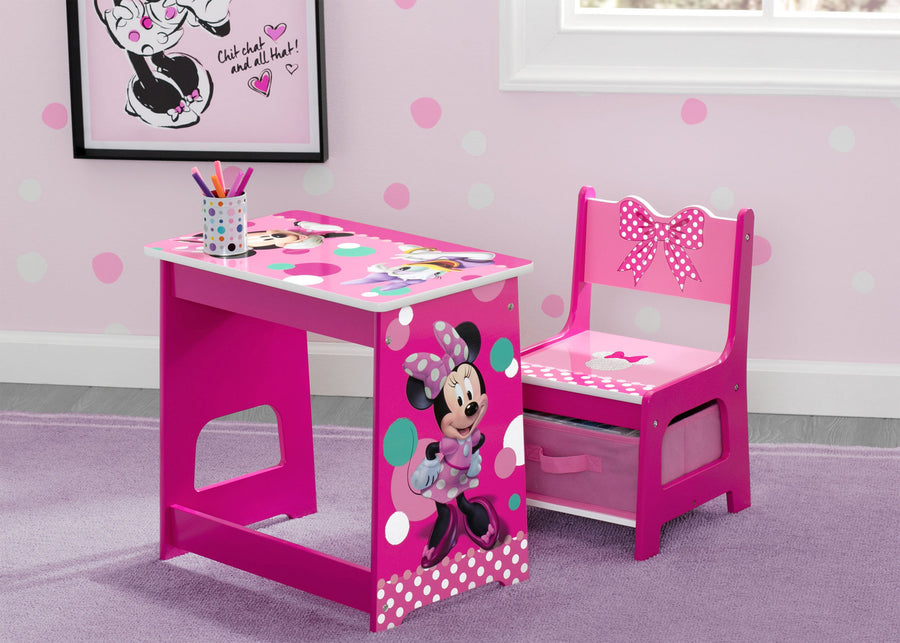 Minnie Mouse (1063) 1-Minnie Mouse Kids Wood Desk and Chair Set