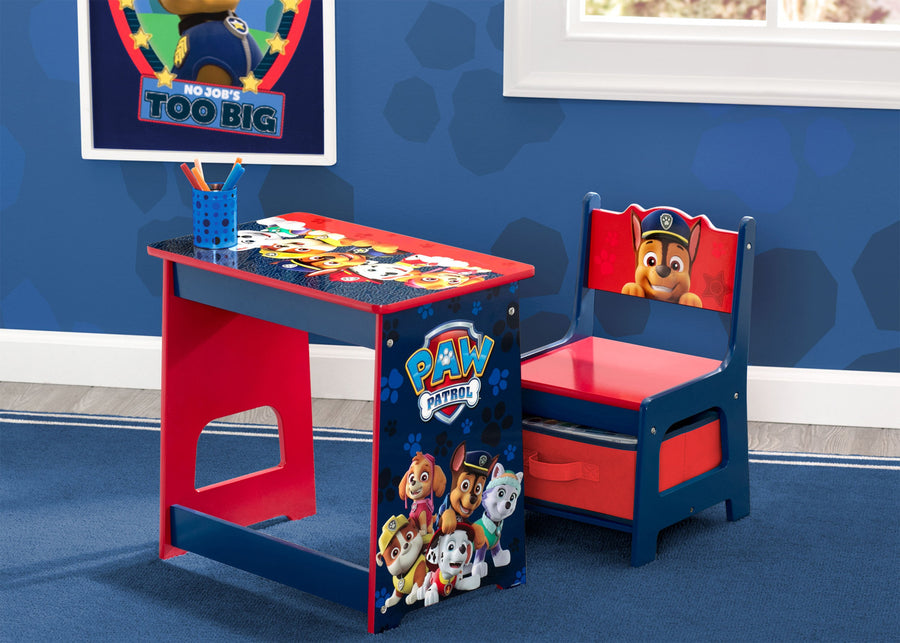 PAW Patrol Kids Wood Desk and Chair Set (1121) 1-PAW Patrol Kids Wood Desk and Chair Set