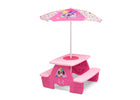 Minnie Mouse (1063) 2-Minnie Mouse 4 Seat Activity Picnic Table with Umbrella and LEGO Compatible Tabletop