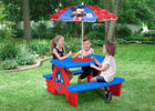 Mickey Hot Dog (1054) 1-Mickey Mouse 4 Seat Activity Picnic Table with Umbrella and LEGO Compatible Tabletop