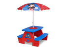 Mickey Hot Dog (1054) 2-Mickey Mouse 4 Seat Activity Picnic Table with Umbrella and LEGO Compatible Tabletop