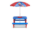 Mickey Hot Dog (1054) 3-Mickey Mouse 4 Seat Activity Picnic Table with Umbrella and LEGO Compatible Tabletop