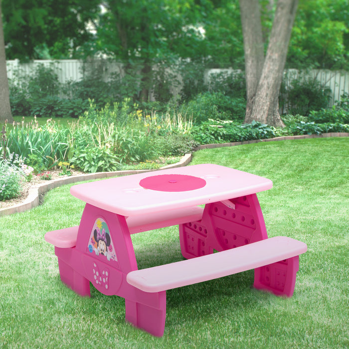 Minnie Mouse (1063) 0-Minnie Mouse 4 Seat Activity Picnic Table with LEGO Compatible Tabletop