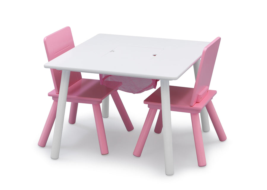 Bianca White (130) 9-Kids Table and Chair Set with Storage (2 Chairs Included)