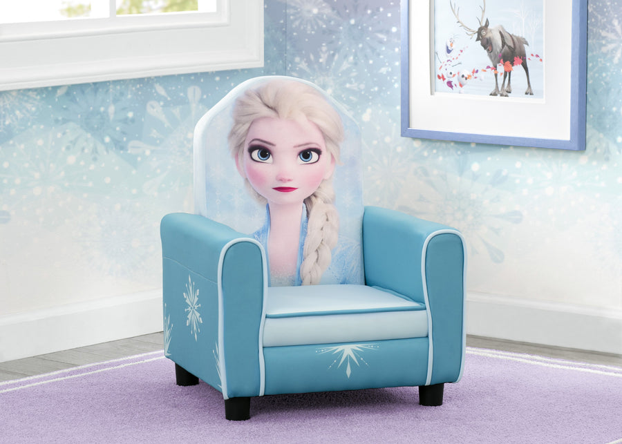 Delta Children Frozen II (1091) Elsa Figural Upholstered Kids Chair, Hangtag View Frozen (1091) 1-Frozen II Elsa Figural Upholstered Kids Chair