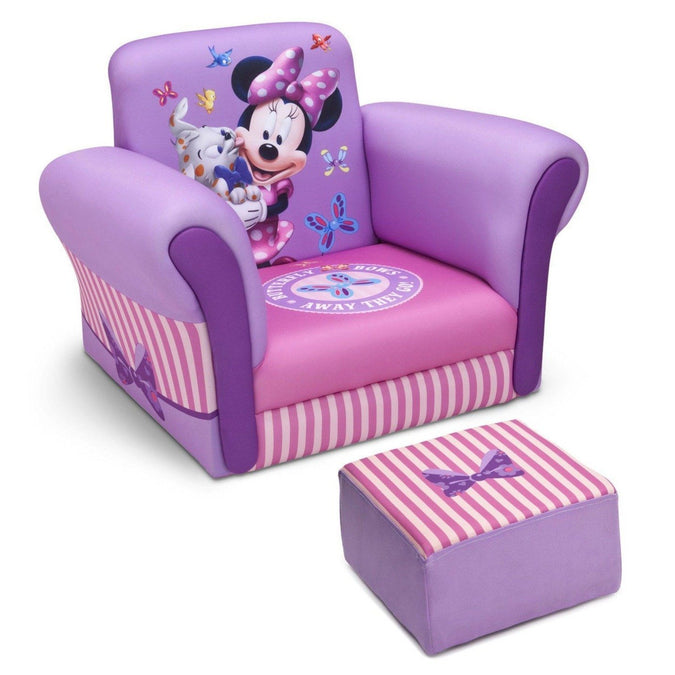Delta Children Minnie Mouse Upholstered Chair with Ottoman 3-Minnie Mouse Upholstered Chair with Ottoman