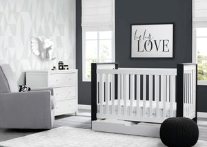 Miles 4-in-1 Convertible Crib + Under Crib Roll-Out Storage Bianca with Midnight (181) 0-Miles 4-in-1 Convertible Crib + Under Crib Roll-Out Storage