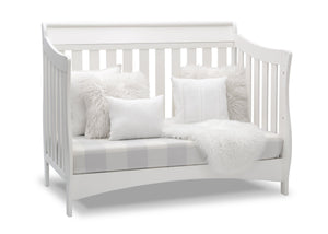 Delta Children Bianca White (130) Bentley S Series Deluxe 6-in-1 Convertible Crib, Right Sofa Bed Silo View 16-Bentley S Series Deluxe 6-in-1 Convertible Crib