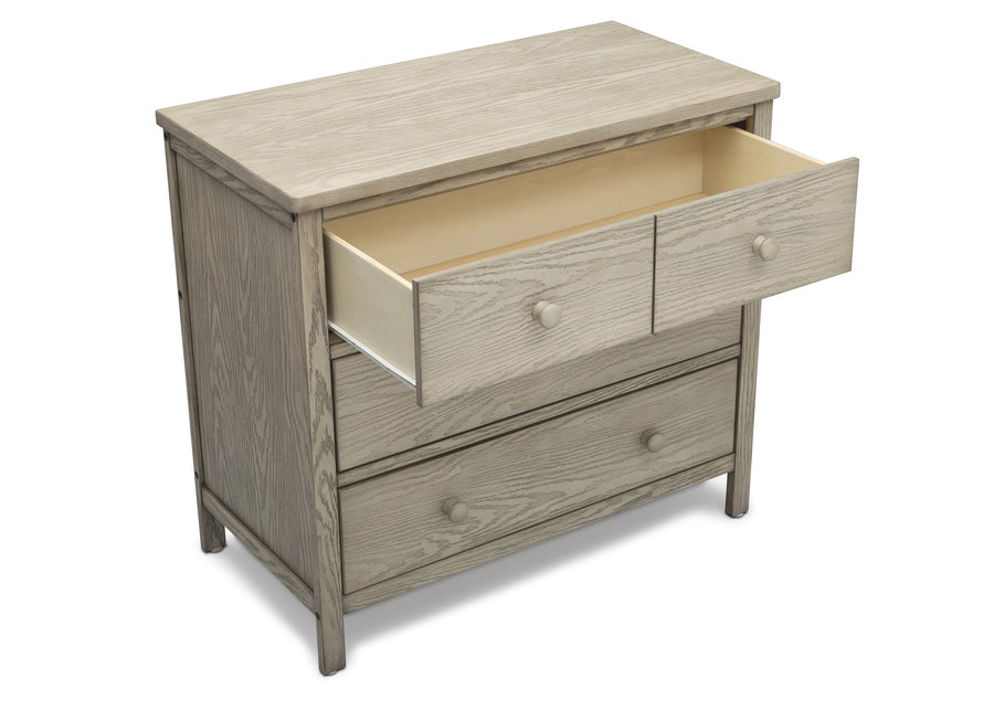 Delta Children Textured Limestone (1340) Middleton 3 Drawer Dresser, Open Drawer Silo View 4-Middleton 3 Drawer Dresser