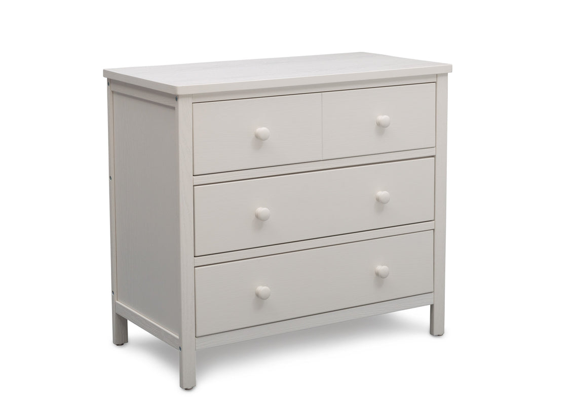 Delta Children Textured White (1349) Middleton 3 Drawer Dresser, Right Silo View