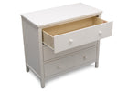 Delta Children Textured White (1349) Middleton 3 Drawer Dresser, Open Drawer Silo View 8-Middleton 3 Drawer Dresser