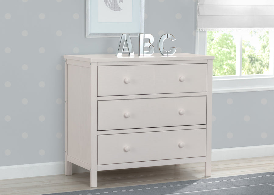 Delta Children Textured White (1349) Middleton 3 Drawer Dresser, Hangtag View 5-Middleton 3 Drawer Dresser