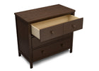 Delta Children Textured Cocoa (1350) Middleton 3 Drawer Dresser, Open Drawer Silo View 12-Middleton 3 Drawer Dresser