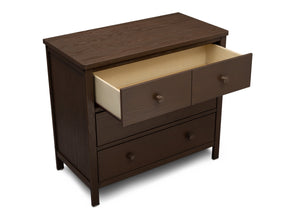 Delta Children Textured Cocoa (1350) Middleton 3 Drawer Dresser, Open Drawer Silo View 14-Middleton 3 Drawer Dresser