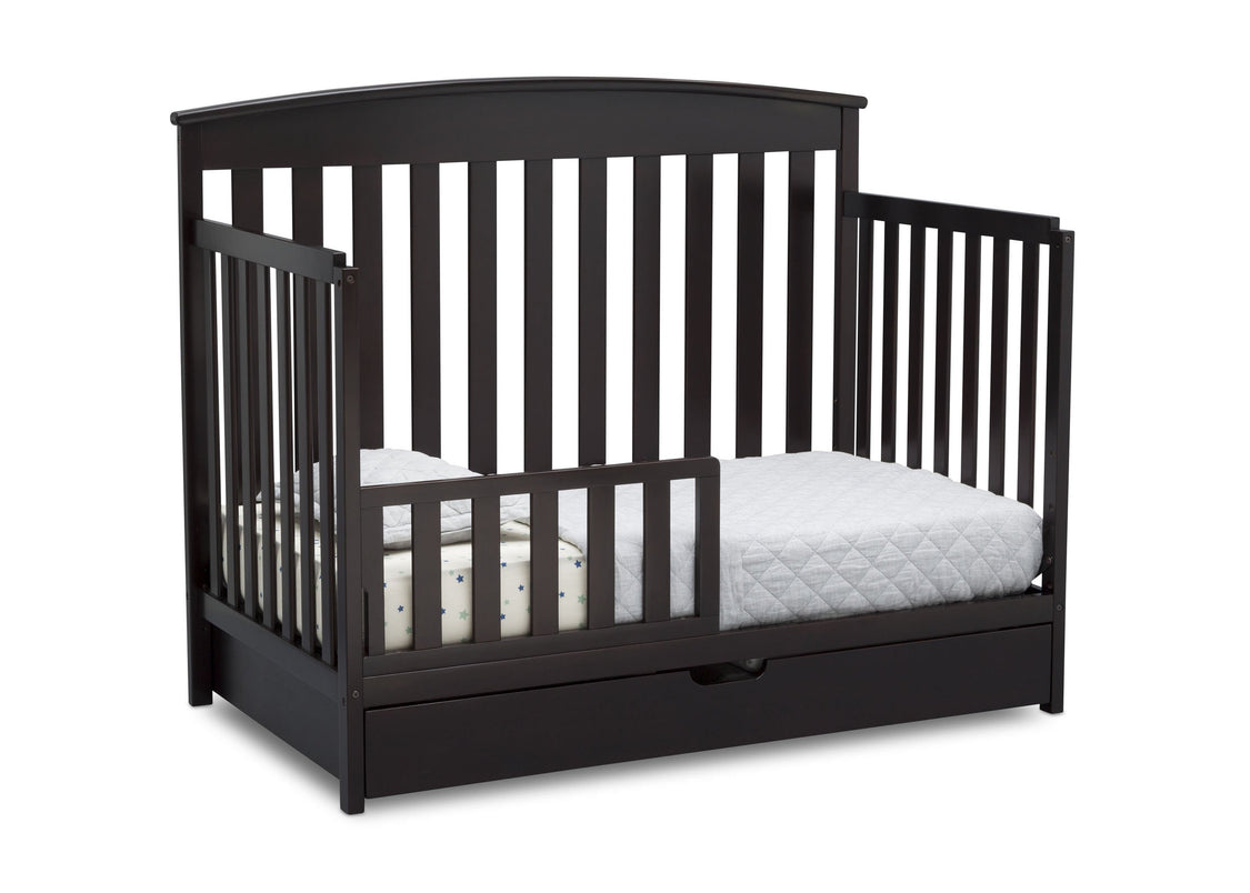 Dark Chocolate (207) Duke 4-in-1 Convertible Baby Crib with Under Drawer, Toddler Conversion
