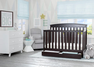 Delta Children Duke 4-in-1 Convertible Baby Crib with Under Drawer, Dark Chocolate (207) Crib Roomshot View a1a 0-Duke 4-in-1 Convertible Baby Crib with Under Drawer