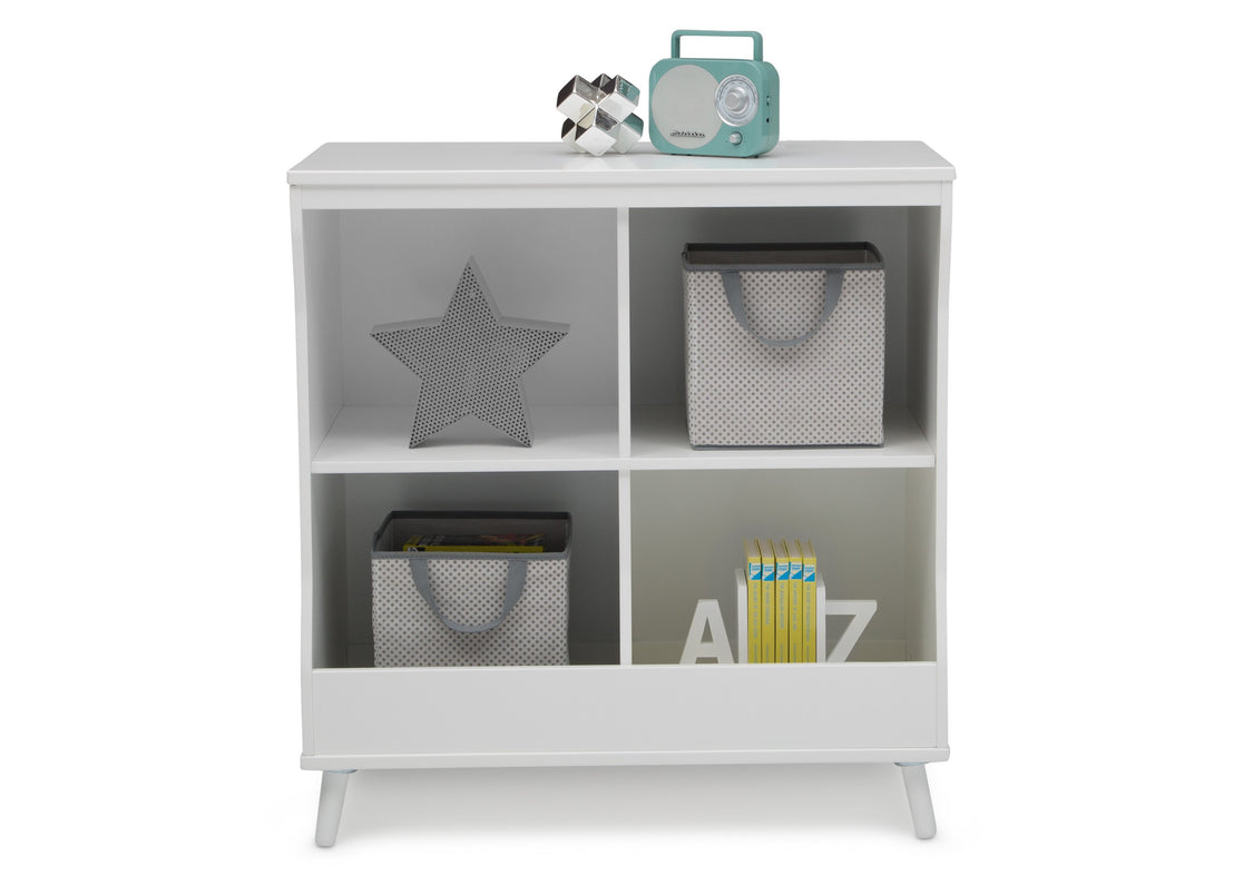 Delta Children Bianca White with Natural (123) Essex Changing Table/Bookcase, Bookcase Front Silo View