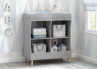 Delta Children Grey with Natural (1359) Essex Changing Table/Bookcase, Hangtag View 5-Essex Changing Table/Bookcase