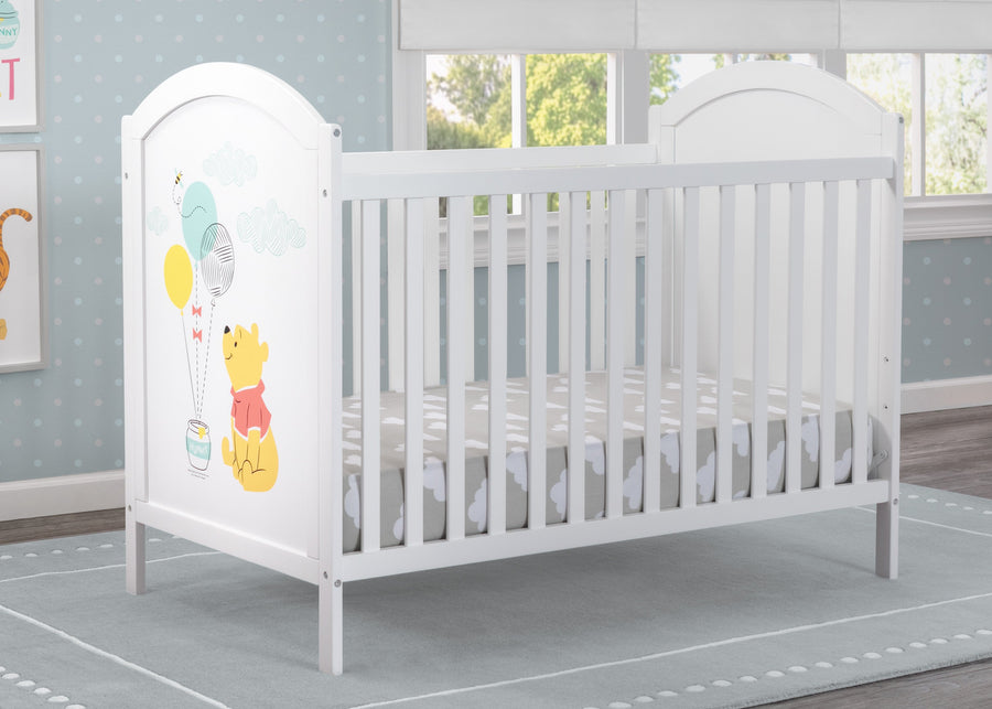 Delta Children Bianca White with Pooh (1301) 4-in-1 Convertible Crib, Righ angle room View 2-Winnie The Pooh 4-in-1 Convertible Crib