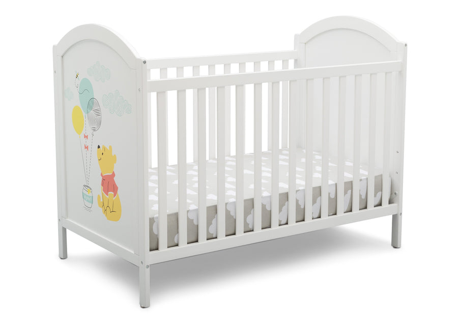 Delta Children Bianca White with Pooh (1301) 4-in-1 Convertible Crib, Right Silo View 4-Winnie The Pooh 4-in-1 Convertible Crib