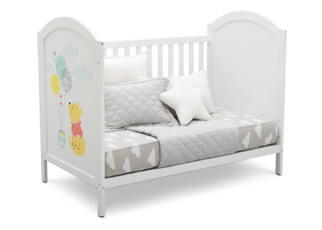 Delta Children Bianca White with Pooh (1301) 4-in-1 Convertible Crib, Day Bed Silo View 1