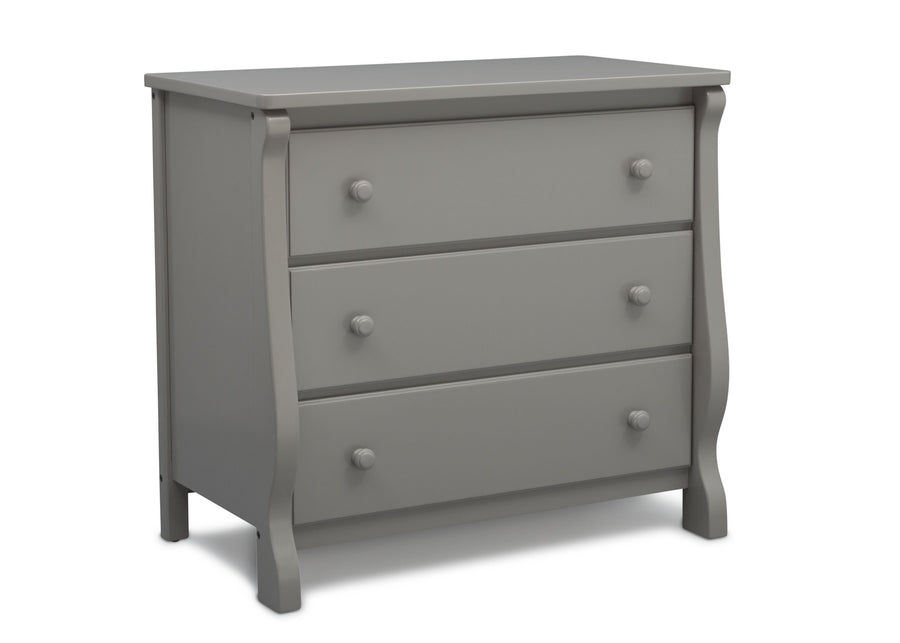 Delta Children Grey (026) Universal 3 Drawer Dresser Right Silo View 2-Universal 3 Drawer Dresser
