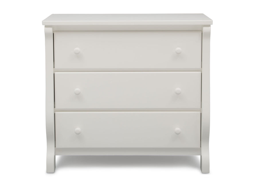 DCB: Delta Children White (100) Universal 3 Drawer Dresser Front Silo View 7-Universal 3 Drawer Dresser