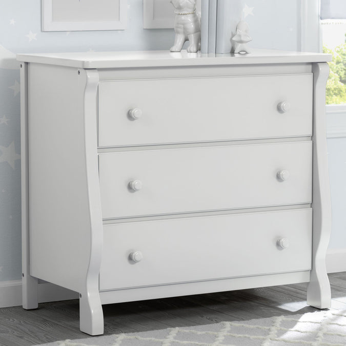 White (100) 17-Universal 3 Drawer Dresser