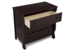 Delta Children Espresso Cherry (205) Universal 3 Drawer Dresser Open Drawer Silo View 11-Universal 3 Drawer Dresser