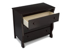 Delta Children Dark Chocolate (207) Universal 3 Drawer Dresser Open Drawer Silo View 15-Universal 3 Drawer Dresser